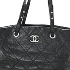 Glazed Calfskin Large On The Road Tote Black