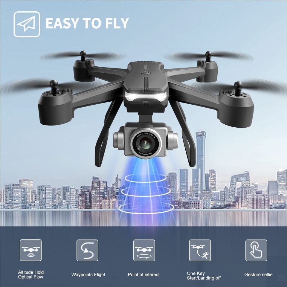 4DRC V14 RC Drone WIFI FPV 4K HD Wide Angle Dual Camera Quadcopter Portable With Bag ,3 Batteries Drone For Beginner,Headless Mode,Gesture Photo - 3 Batteries