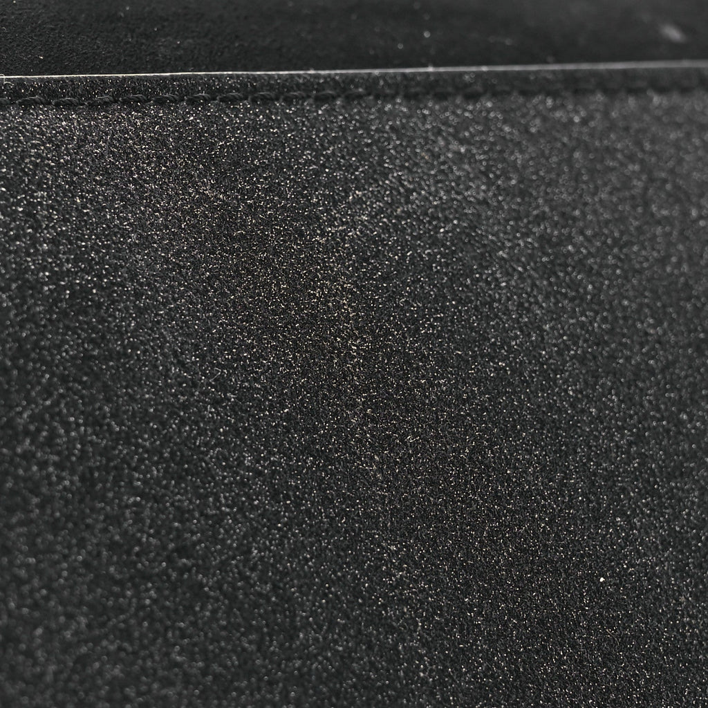 Suede Glitter Calfskin Embellished Paloma Clutch Black