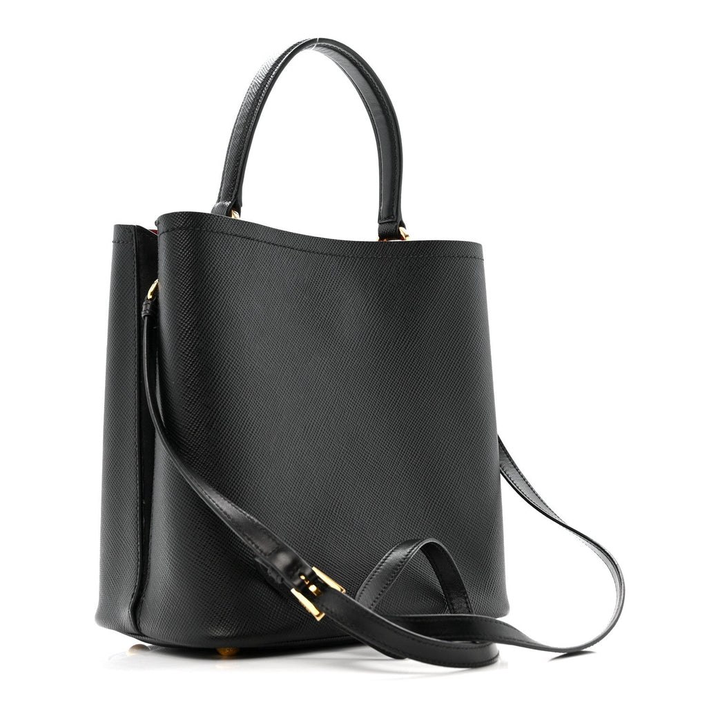 Saffiano Cuir Medium Panier Bucket Bag Black Fuoco