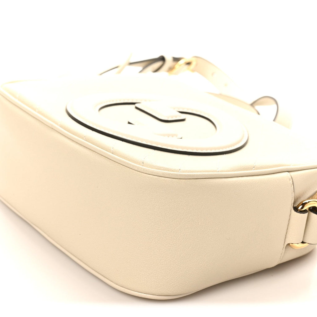 Sakai Be Green Calfskin Diagonal Stitched Small Blondie Shoulder Bag Mystic White