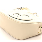 Sakai Be Green Calfskin Diagonal Stitched Small Blondie Shoulder Bag Mystic White