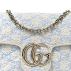 Sponge Boucle Matelasse Mini GG Marmont Shoulder Bag White Light Blue Grey