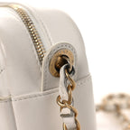 Calfskin Quilted Enchained Camera Case Bag White