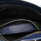 Calfskin Crocodile Embossed Gold Metallic Edge Hardware Mini City Bleu