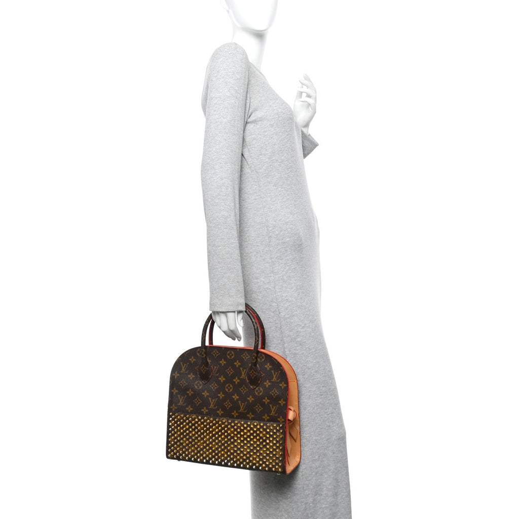 Monogram Calf Hair Spikes Iconoclasts Christian Louboutin Tote Red