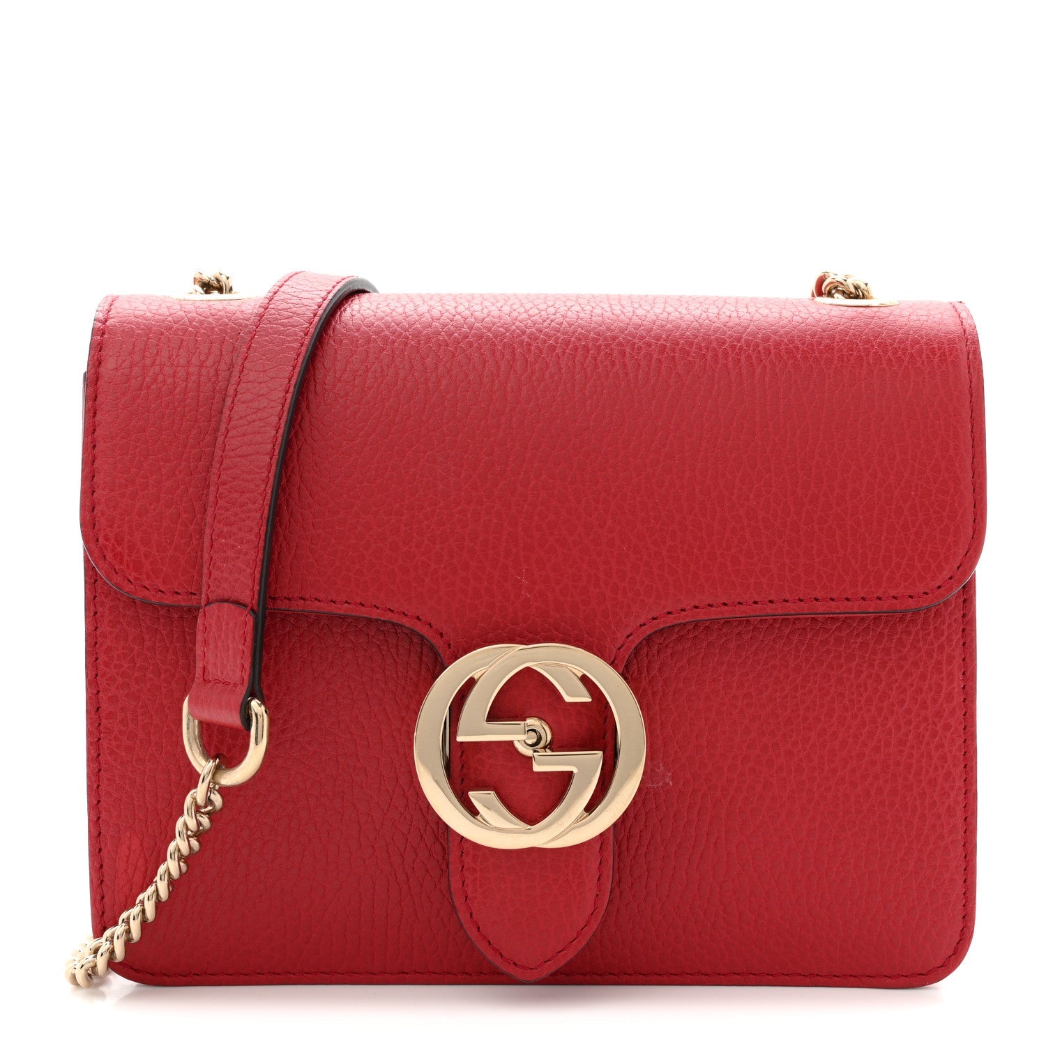 Dollar Calfskin Small Interlocking G Shoulder Bag Red