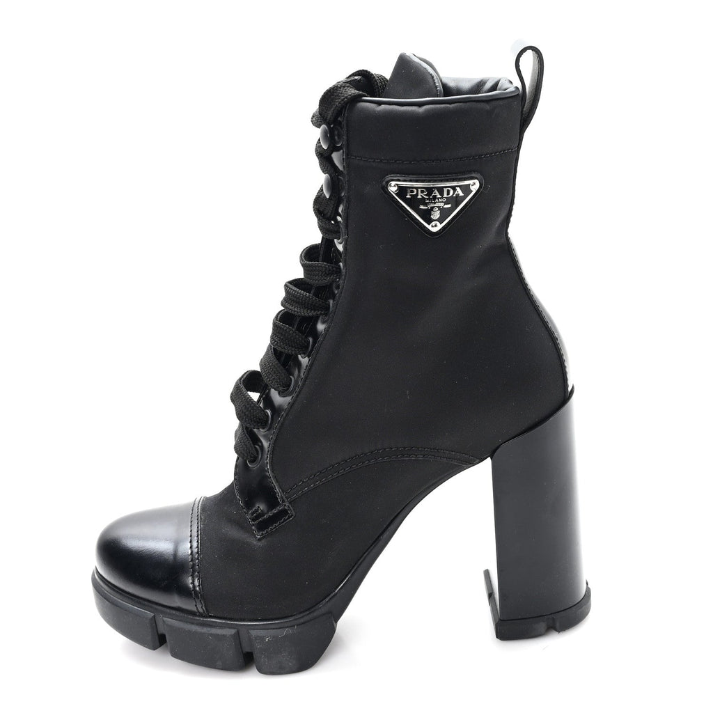 Spazzolato Re-Nylon Metal Triangle Logo 110mm Ankle Boots 37 Black