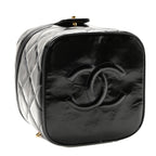 Patent Quilted Top Handle Vanity Case Black