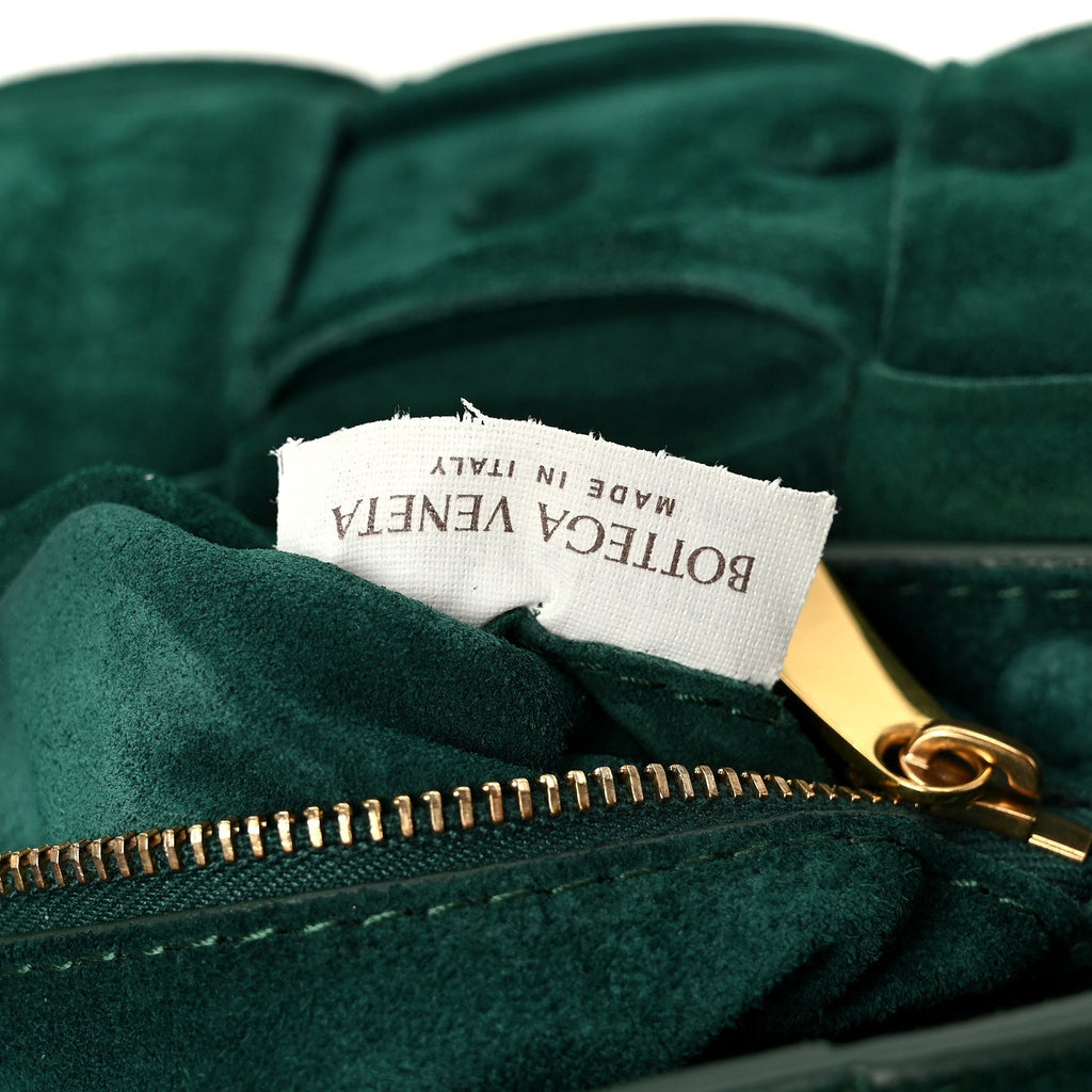 Suede Maxi Intrecciato Padded Chain Cassette Crossbody Bag Emerald Green