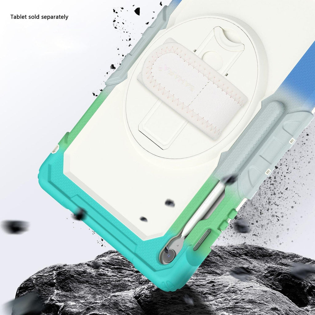 SAHARA - Raider Series Heavy Duty Case with Hand Strap for Samsung Galaxy Tab S10 FE+ - Iridescent Blue