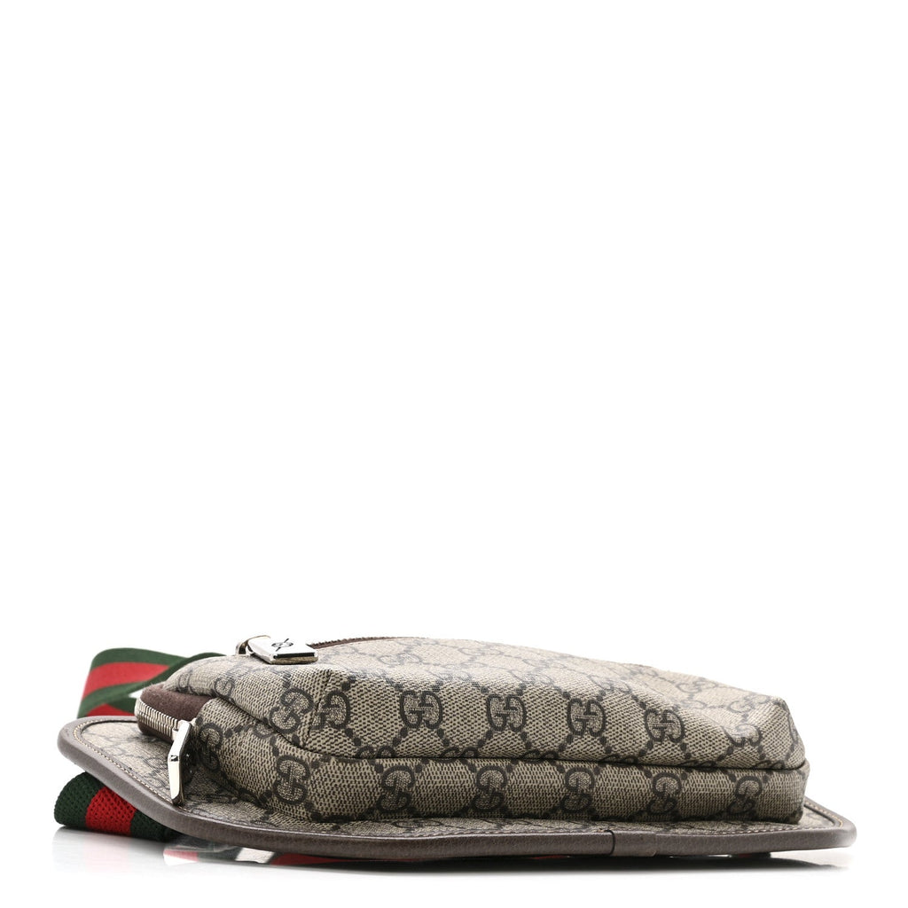 Soft GG Supreme Monogram Textured Dollar Calfskin Web Ophidia Pouch Pocket Belt Bag 85/34 Beige Ebony New Acero Black