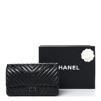 Aged Calfskin Chevron Quilted 2.55 Reissue 225 Flap So Black