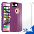 Entronix Bundle Compatible with iPhone 8 Plus/7 Plus - Heavy Duty Case & 2 Clear Screen Protectors