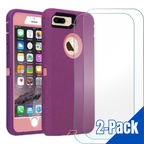 Entronix Bundle Compatible with iPhone 8 Plus/7 Plus - Heavy Duty Case & 2 Clear Screen Protectors