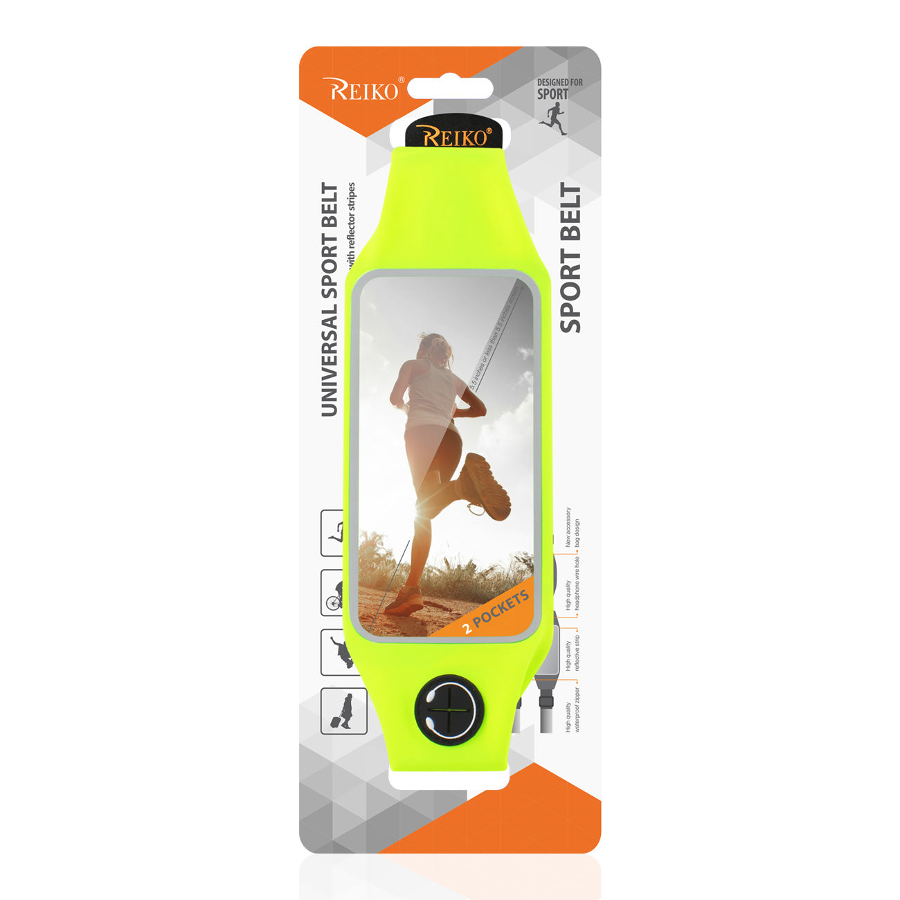 Reiko Running Sport Belt For Iphone 7 Plus/ 6S Plus Or 5.5 Inches Device With Two Pockets In Green (5.5X5.5 Inches)