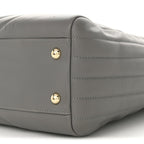 Calfskin Chevron Quilted Statement Shopping Tote Grey