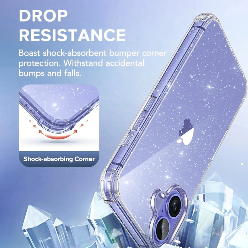 Entronix Case Compatible with iPhone 17 - [Hard Back] Glitter Clear