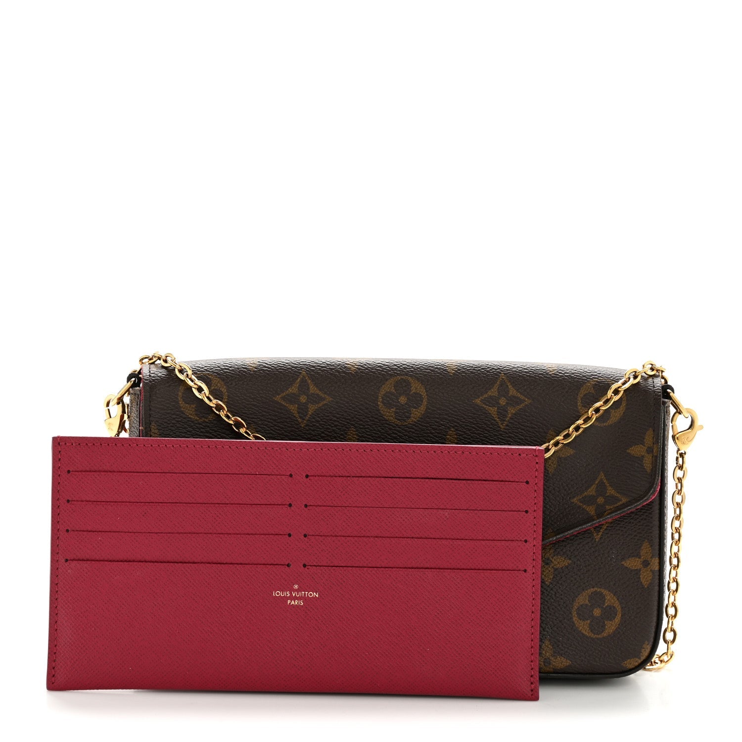 Monogram Pochette Felicie Chain Wallet Fuchsia