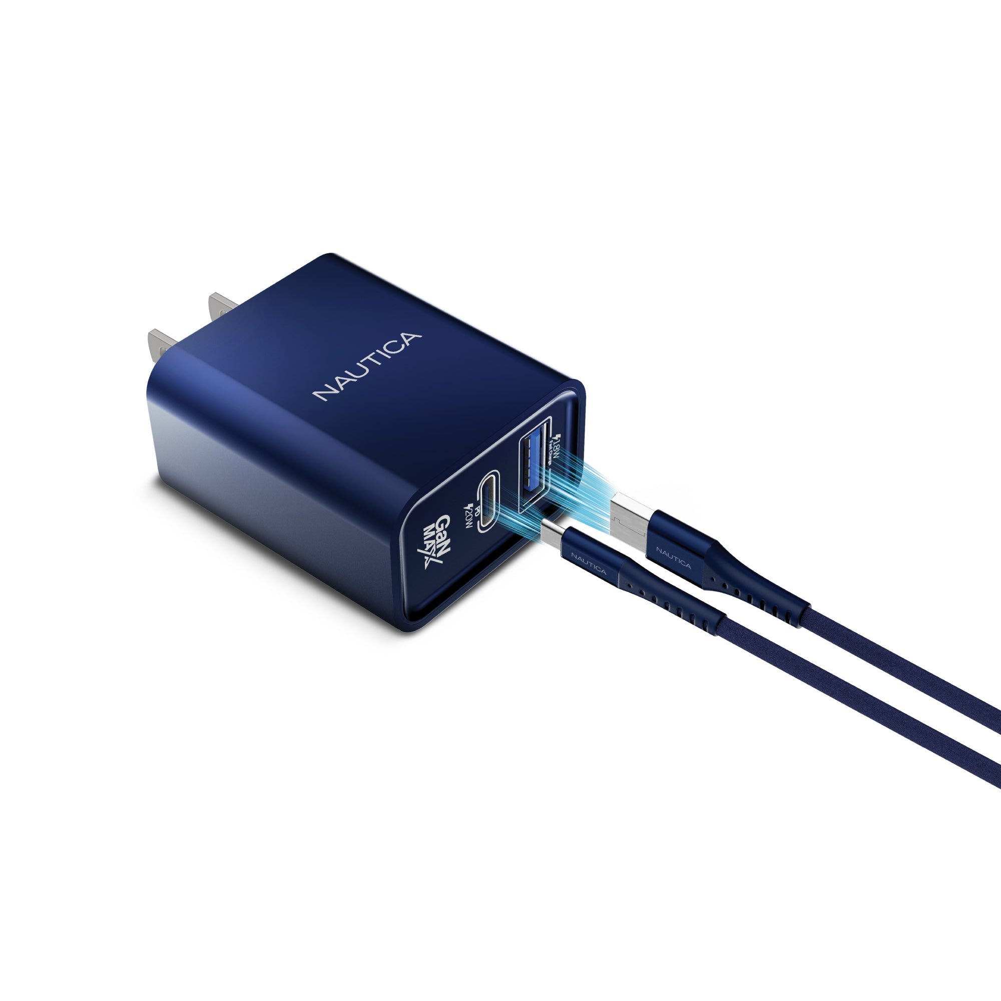 Nautica CH111 Galaxy S25 S24 Charger - 20W PD USB-C / USB-A QC3.0 Dual Port Wall Charger for iPhone 16/15/Fold 5/Note20