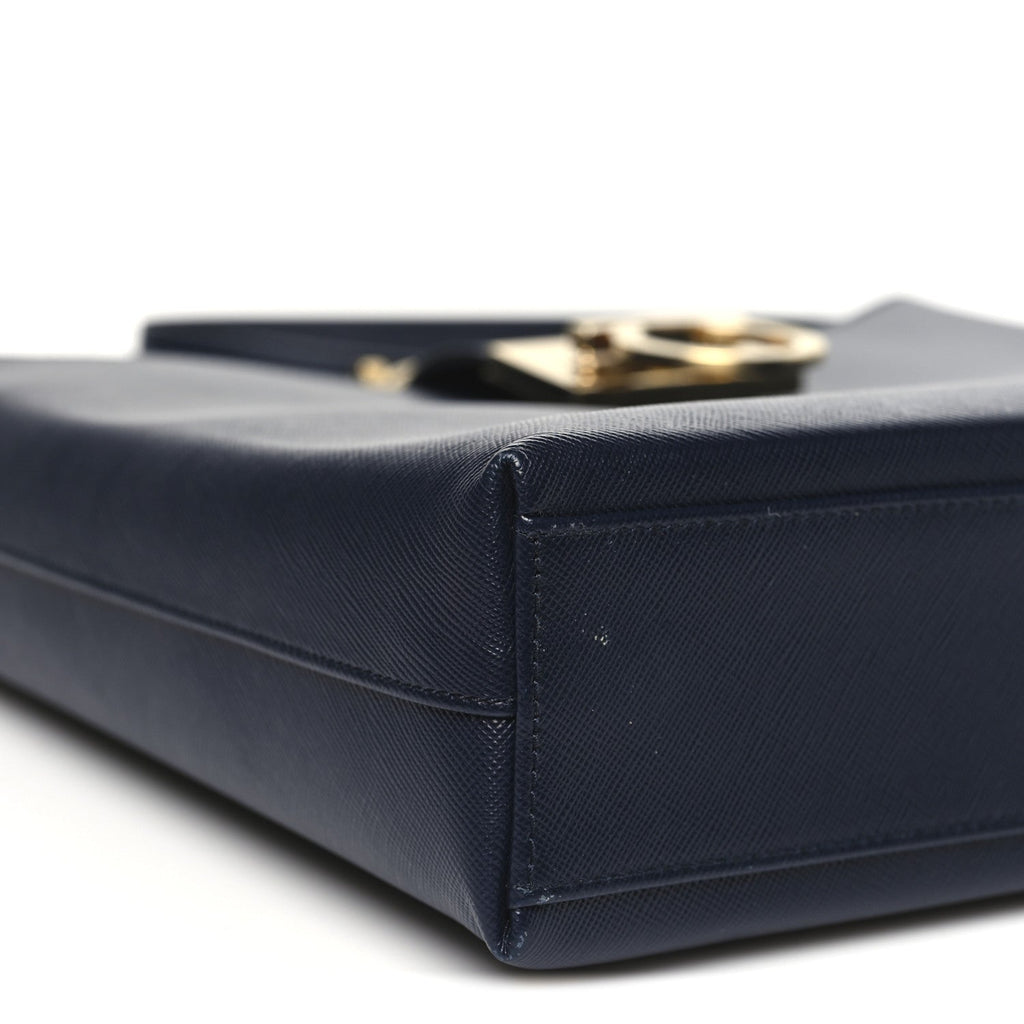 Hammered Calfskin Trifolio Shoulder Bag Navy