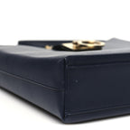 Hammered Calfskin Trifolio Shoulder Bag Navy