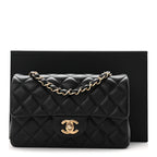 Lambskin Quilted Mini Rectangular Flap Black