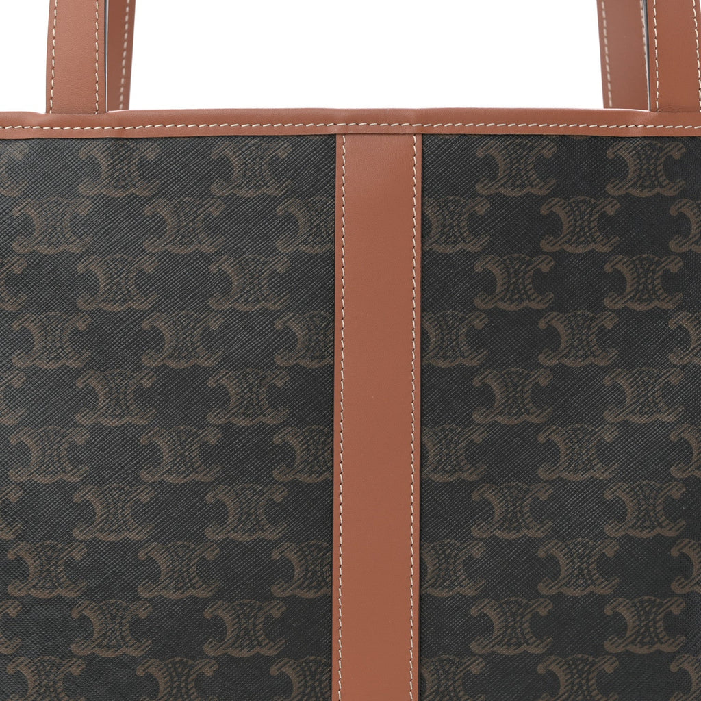 Triomphe Canvas Calfskin Medium Cabas Bag Tan