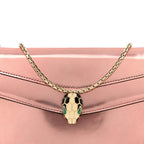 Metallic Serpenti Forever Chain Wallet Rose Quartz