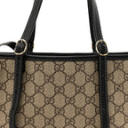 GG Supreme Monogram Emblem Small Tote Bag Beige Black