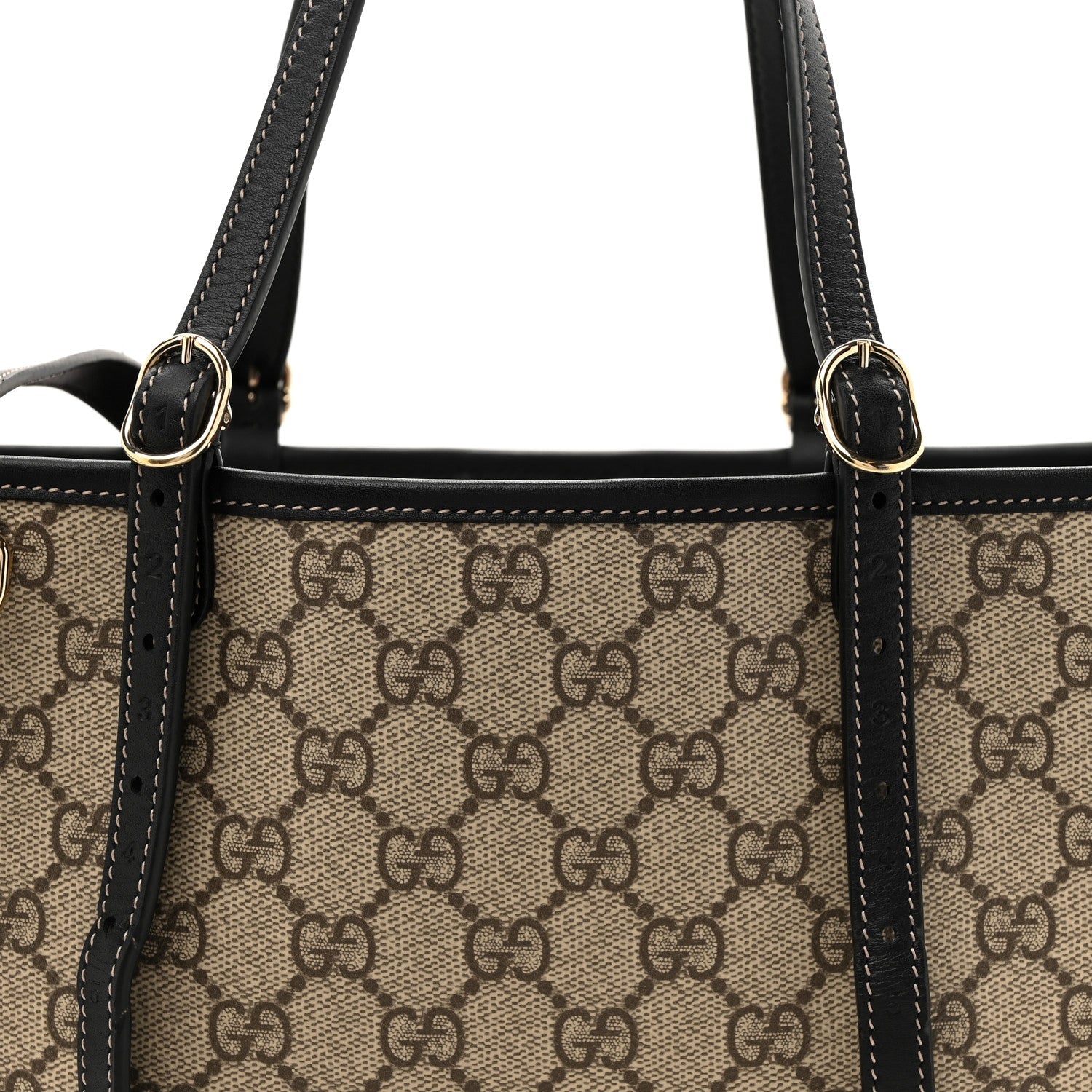 GG Supreme Monogram Emblem Small Tote Bag Beige Black