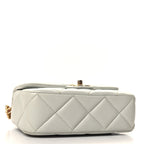 Lambskin Enamel Pearl Quilted Mini Charm Me Square Flap Light Blue