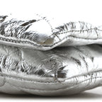 Metallic Crinkled Nappa Pillow Quilted Tiny Softie Bag Silver