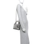 Satin Crystal Cannage Mini Lady Dior Gray