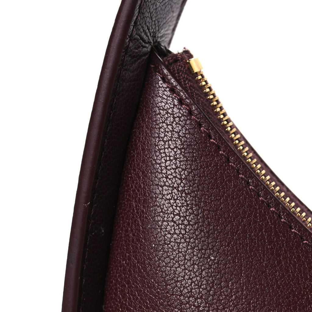 Grained Calfskin Half Moon Shoulder Bag Raisin
