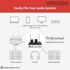 2 Channel Wireless Microphones w 2 Headset Portable Mini Mic Headset Microfono Inalambricos with Receiver - WM 301 HH
