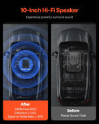 10" 440W Underseat Car Subwoofer, Slim Powered Car Subwoofers with Blue Ambient Light, Low Profile Audio Sub Under the Seat with Built-in Amplifier, Remote Controller for SUVs, Car, Truck, RV