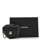 Lambskin Quilted CC In Love Heart Clutch With Chain Black