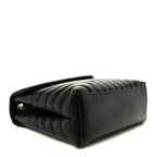 Calfskin Y Quilted Monogram Medium Loulou Chain Satchel Black