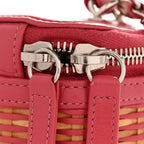 Calfskin Raffia Small Take Away Vanity Case Bag Pink Beige