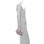 Shiny Caviar Quilted Bow Pouch Hobo Light Purple