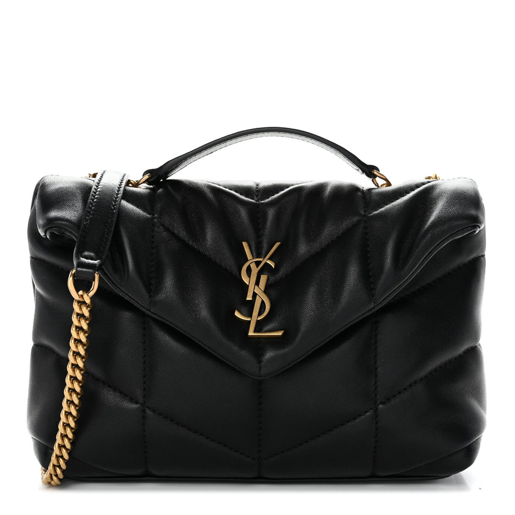 Lambskin Quilted Toy Loulou Puffer Monogram Chain Satchel Black