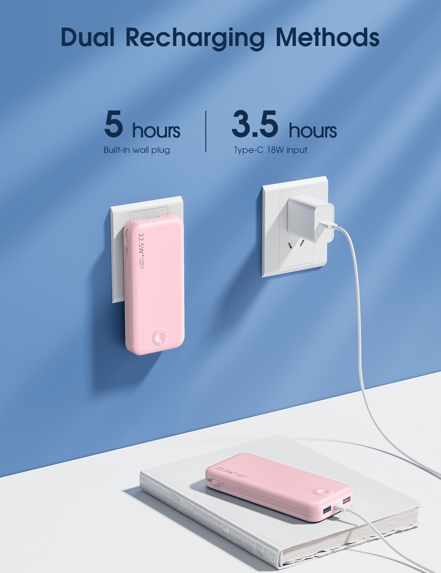 12000mAh Portable Power Bank with Built in Cables Mobile Phone Portable Charger Power Phone Charger Backup Battery for IPhone,Andriod Phone, Galaxy Ect.