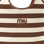 Canvas Calfskin Striped Ivy Cacao Naturale