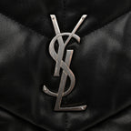 Lambskin Quilted Medium Loulou Puffer Monogram Chain Satchel Black