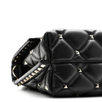 Lambskin VLTN Print Candystud Top Handle Bag Black