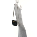 Lambskin Quilted Chaine Lettre Small Bucket Bag Black