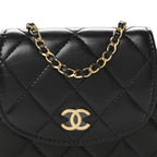 Lambskin Quilted Phone Holder Flap Black