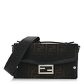 Recycled Fabric Jacquard Vitello King FF 1974 Baguette Soft Trunk Phone Pouch Brown