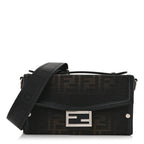 Recycled Fabric Jacquard Vitello King FF 1974 Baguette Soft Trunk Phone Pouch Brown